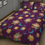 Cute Cartoon Virgo Pattern Print Quilt Bed Set