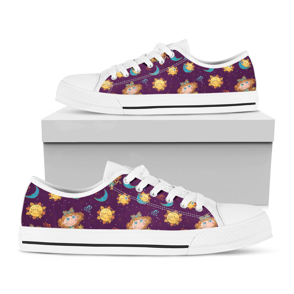 Cute Cartoon Virgo Pattern Print White Low Top Shoes