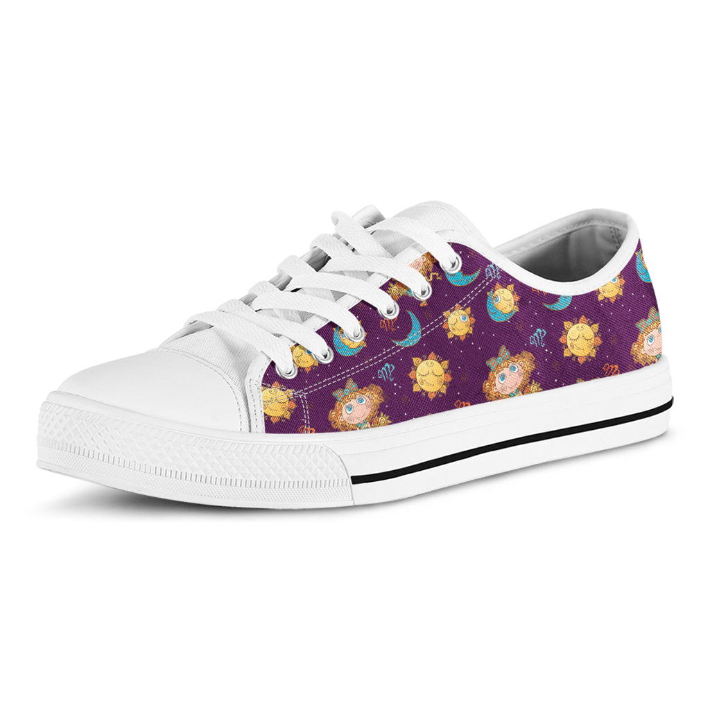 Cute Cartoon Virgo Pattern Print White Low Top Shoes