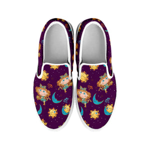 Cute Cartoon Virgo Pattern Print White Slip On Shoes