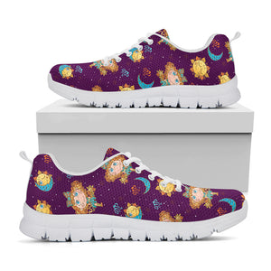 Cute Cartoon Virgo Pattern Print White Sneakers