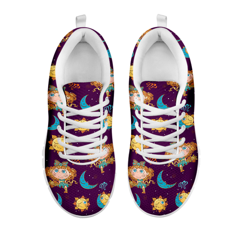 Cute Cartoon Virgo Pattern Print White Sneakers