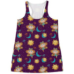 Cute Cartoon Virgo Pattern Print Women's Racerback Tank Top
