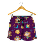 Cute Cartoon Virgo Pattern Print Women's Shorts