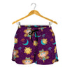 Cute Cartoon Virgo Pattern Print Women's Shorts