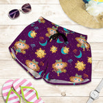 Cute Cartoon Virgo Pattern Print Women's Shorts