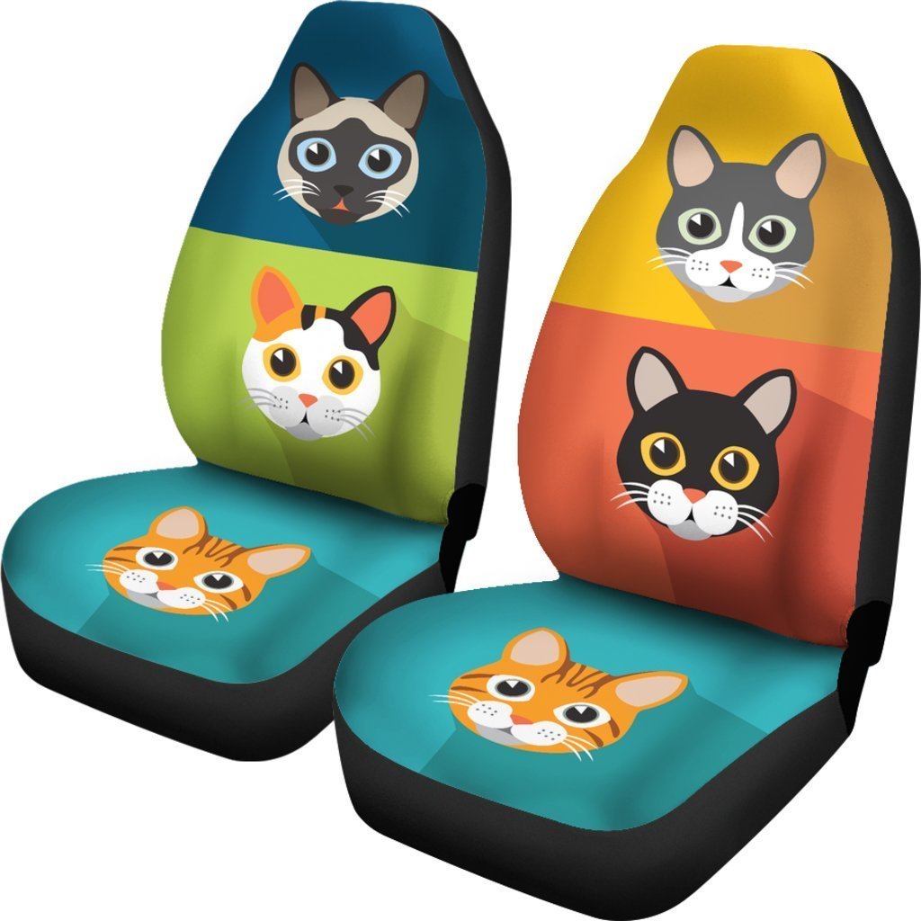 Cute Cat Faces Universal Fit Car Seat Covers GearFrost