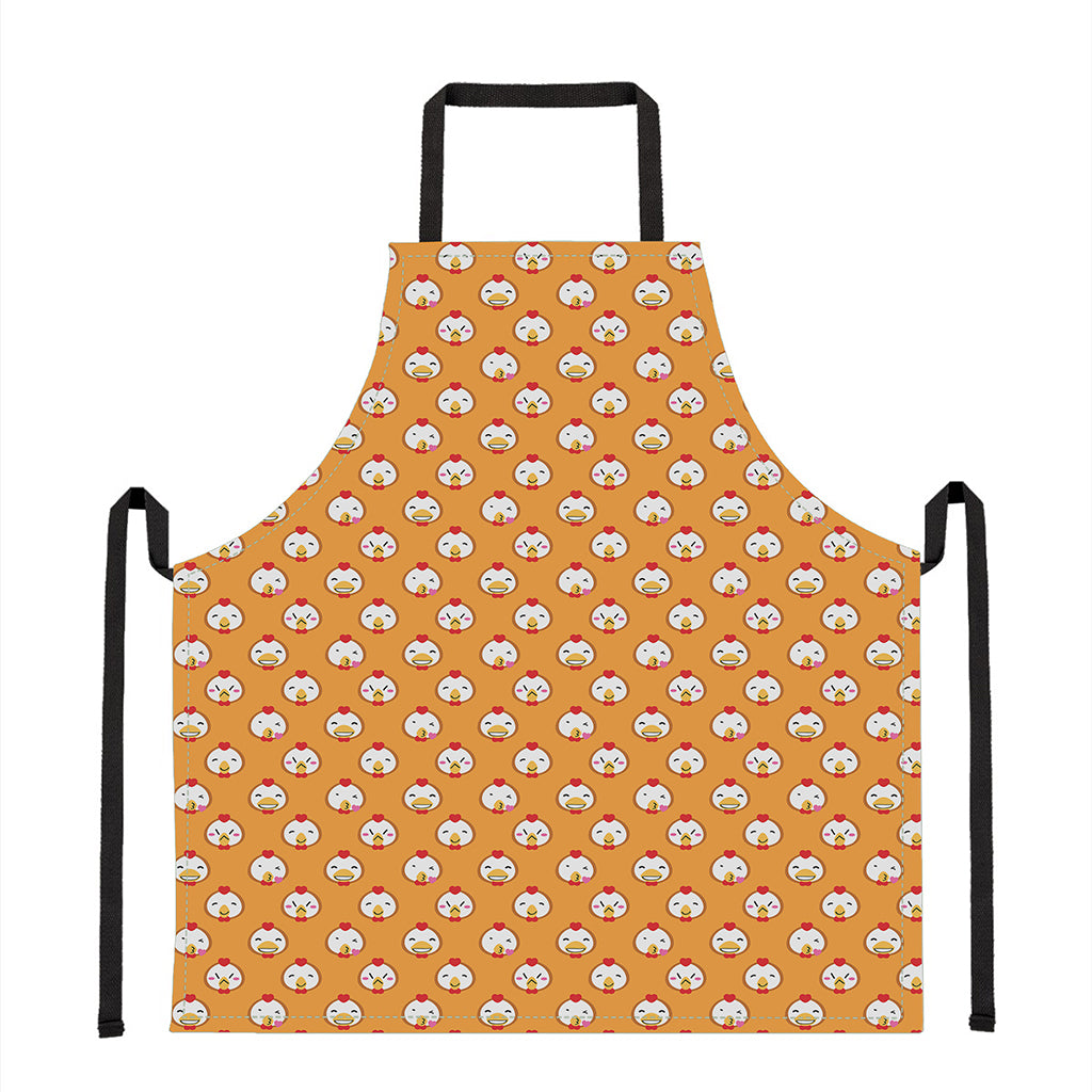 Cute Chicken Emoji Pattern Print Apron