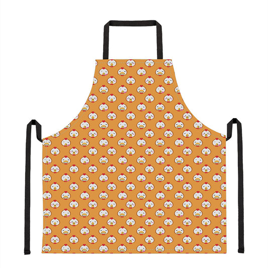 Cute Chicken Emoji Pattern Print Apron