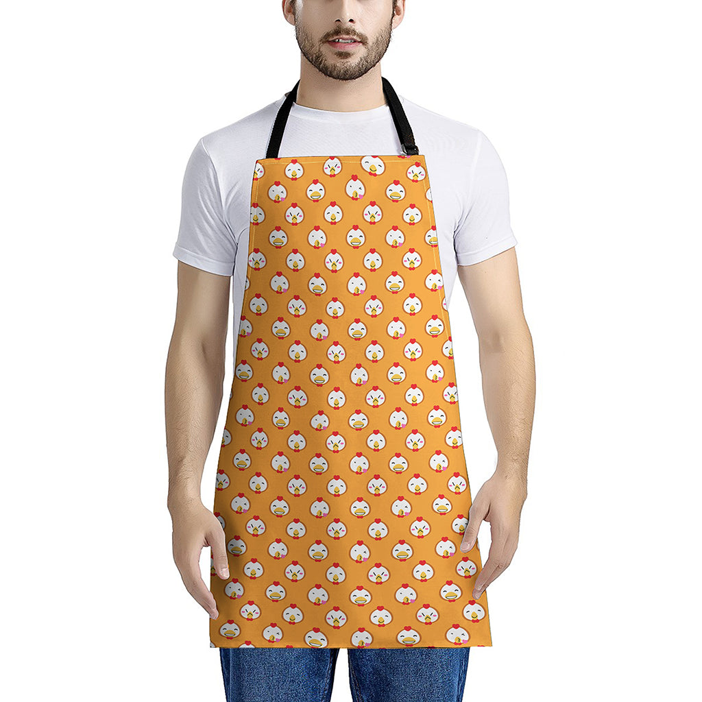 Cute Chicken Emoji Pattern Print Apron