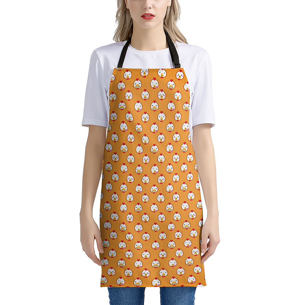 Cute Chicken Emoji Pattern Print Apron