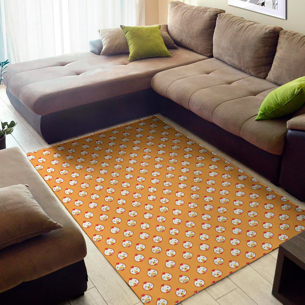 Cute Chicken Emoji Pattern Print Area Rug