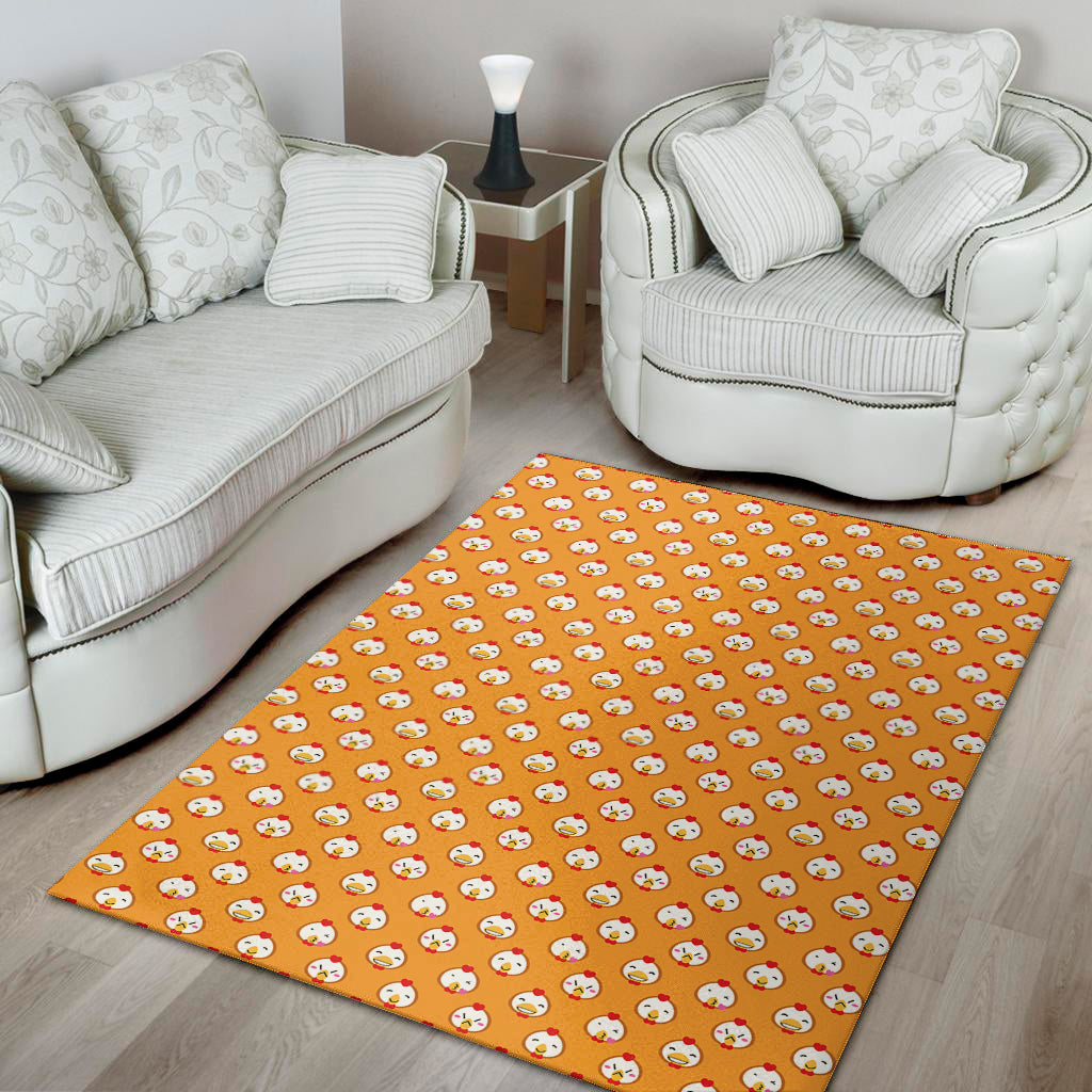 Cute Chicken Emoji Pattern Print Area Rug