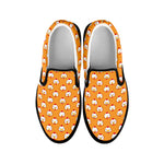 Cute Chicken Emoji Pattern Print Black Slip On Shoes