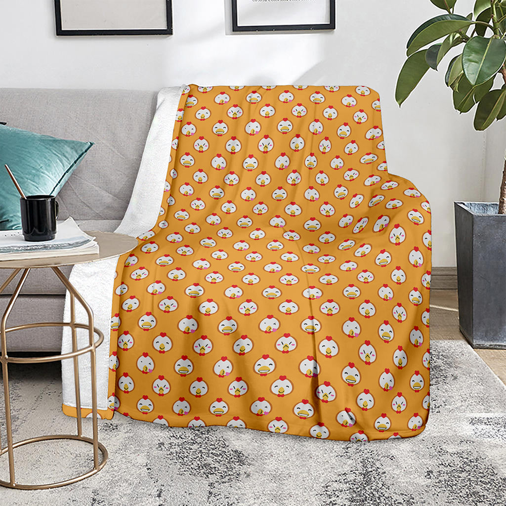 Cute Chicken Emoji Pattern Print Blanket