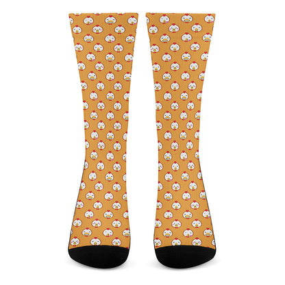 Cute Chicken Emoji Pattern Print Crew Socks