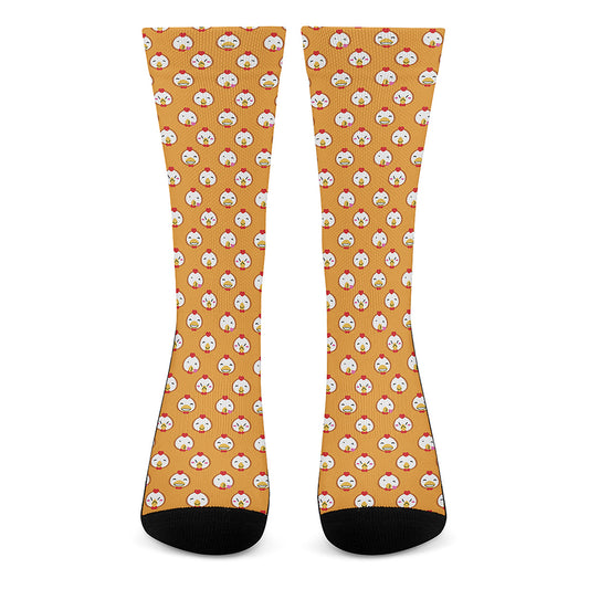 Cute Chicken Emoji Pattern Print Crew Socks