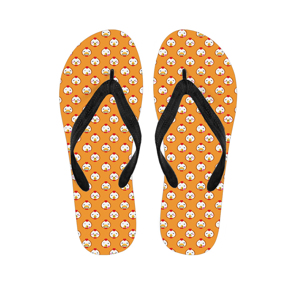 Cute Chicken Emoji Pattern Print Flip Flops