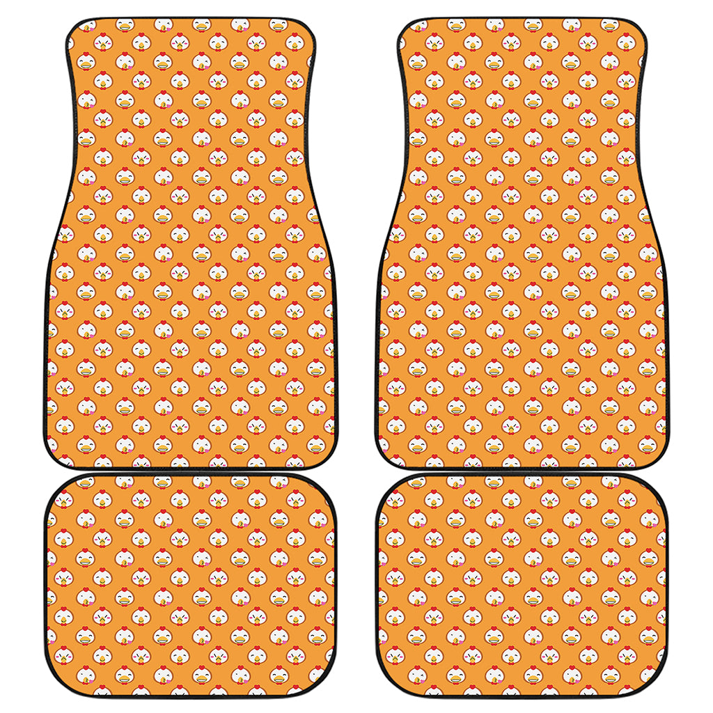 Cute Chicken Emoji Pattern Print Front and Back Car Floor Mats