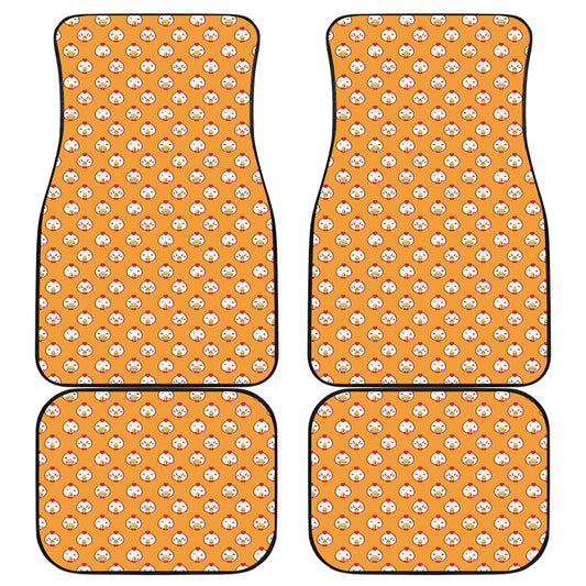 Cute Chicken Emoji Pattern Print Front and Back Car Floor Mats