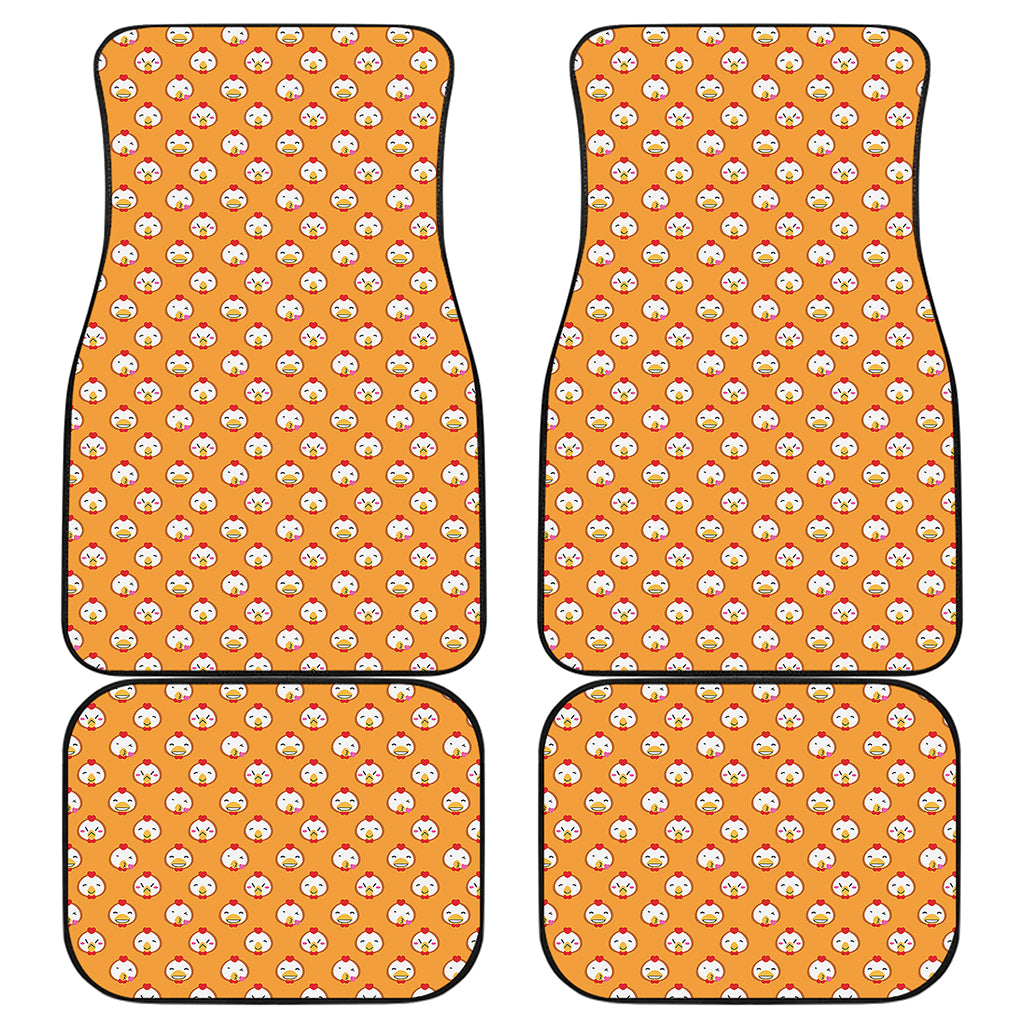 Cute Chicken Emoji Pattern Print Front and Back Car Floor Mats