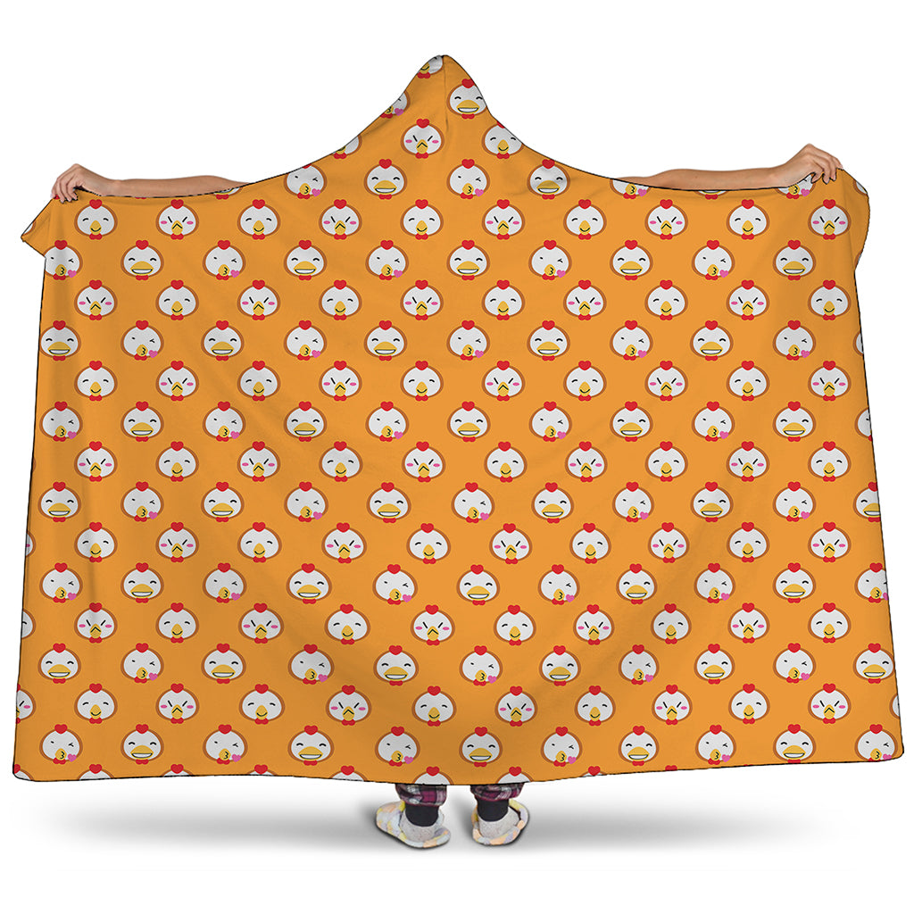 Cute Chicken Emoji Pattern Print Hooded Blanket