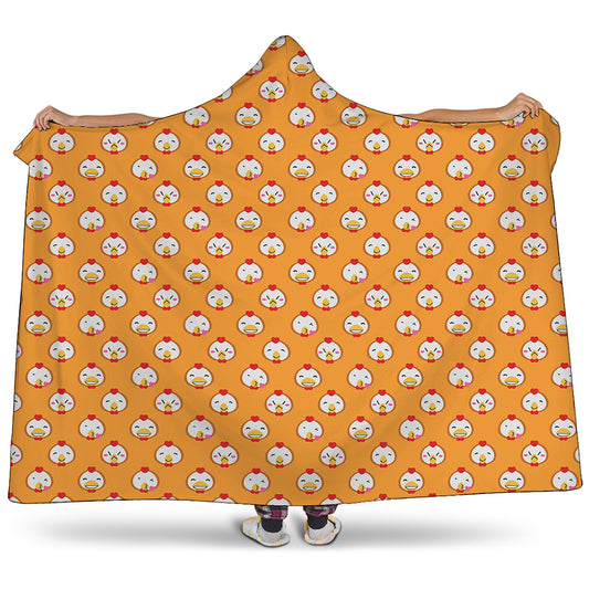 Cute Chicken Emoji Pattern Print Hooded Blanket