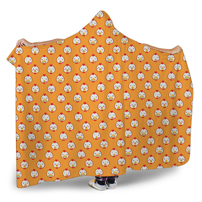 Cute Chicken Emoji Pattern Print Hooded Blanket