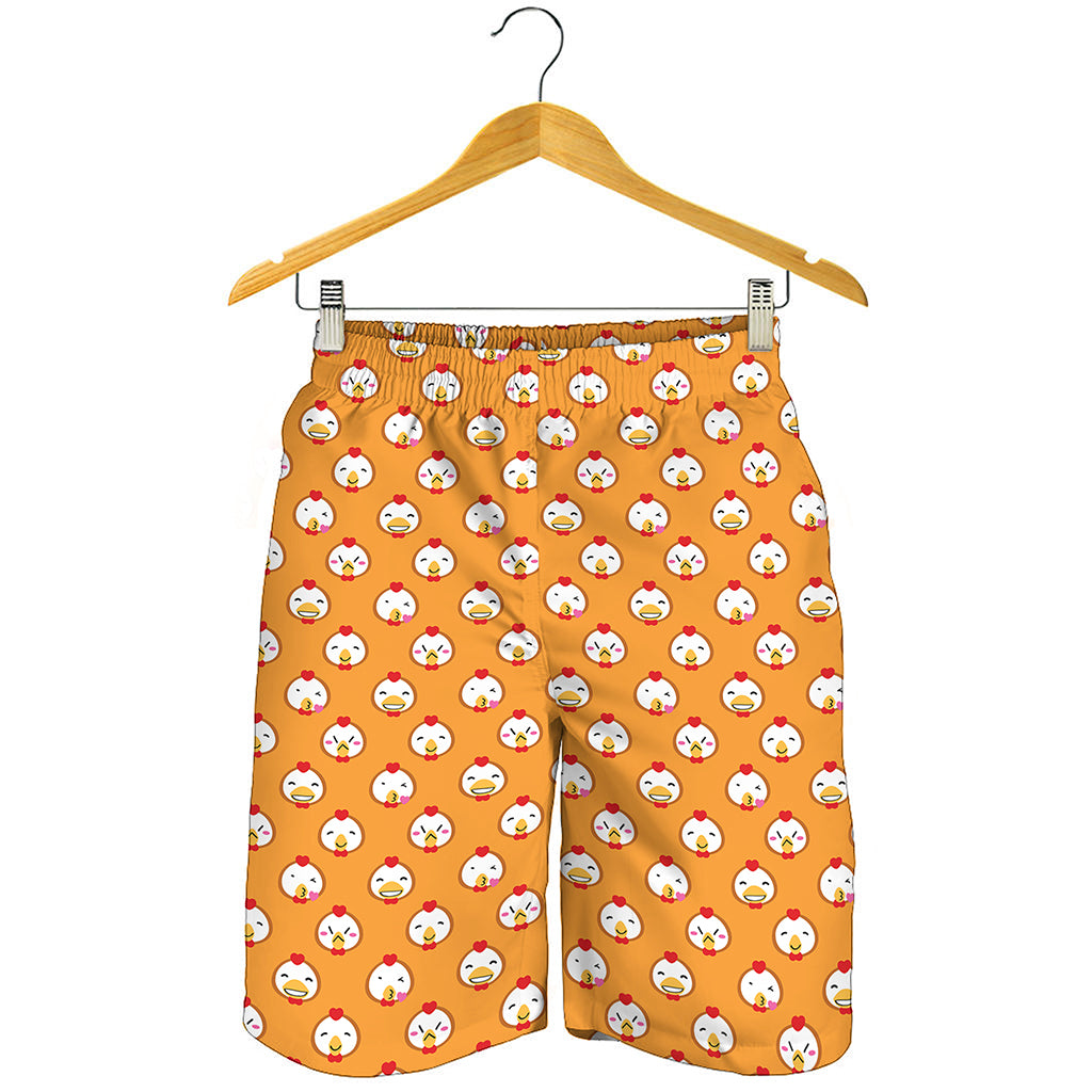 Cute Chicken Emoji Pattern Print Men's Shorts