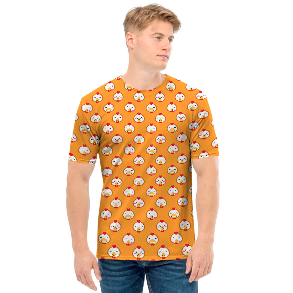 Cute Chicken Emoji Pattern Print Men's T-Shirt