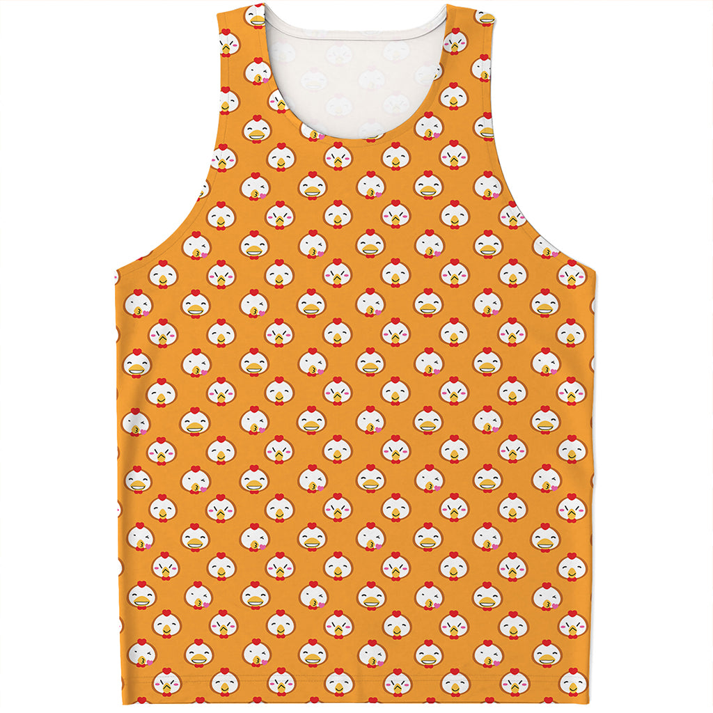 Cute Chicken Emoji Pattern Print Men's Tank Top