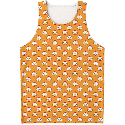 Cute Chicken Emoji Pattern Print Men's Tank Top