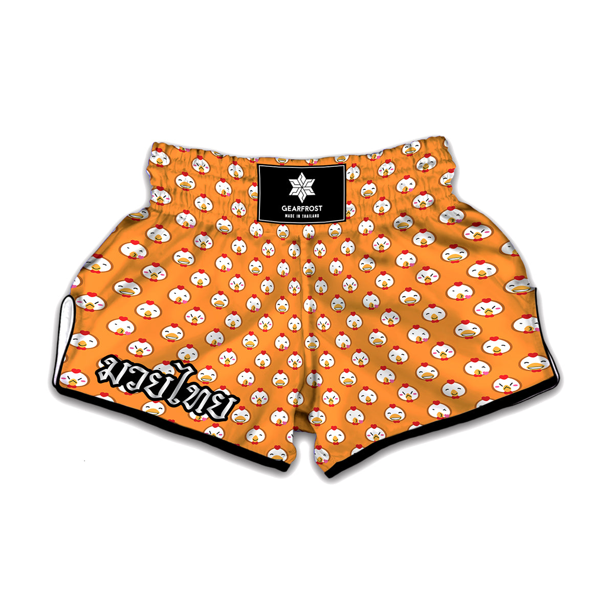 Cute Chicken Emoji Pattern Print Muay Thai Boxing Shorts