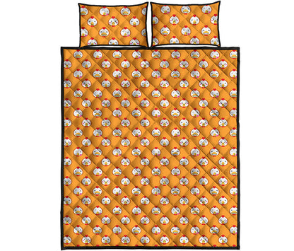 Cute Chicken Emoji Pattern Print Quilt Bed Set