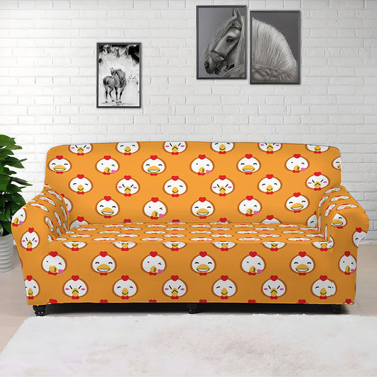 Cute Chicken Emoji Pattern Print Sofa Cover
