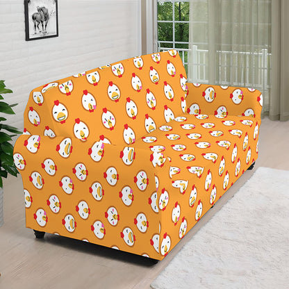 Cute Chicken Emoji Pattern Print Sofa Cover
