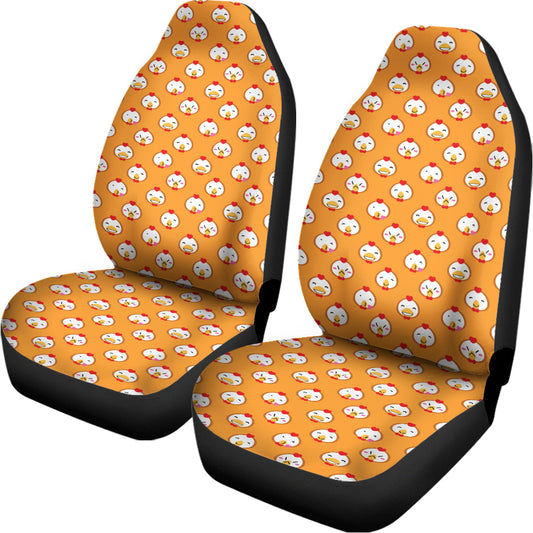Cute Chicken Emoji Pattern Print Universal Fit Car Seat Covers