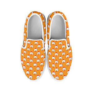 Cute Chicken Emoji Pattern Print White Slip On Shoes