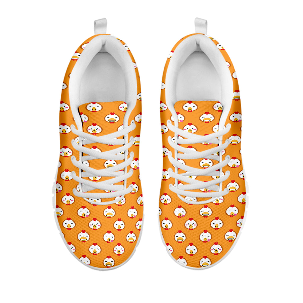 Cute Chicken Emoji Pattern Print White Sneakers