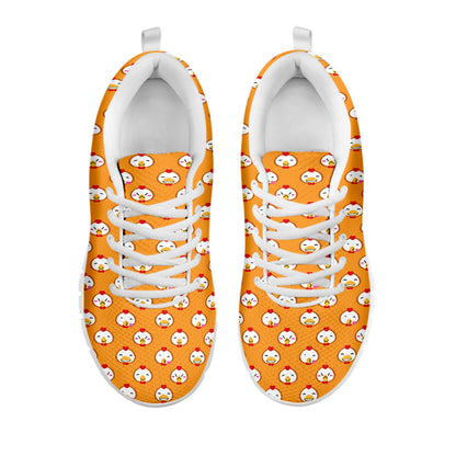 Cute Chicken Emoji Pattern Print White Sneakers