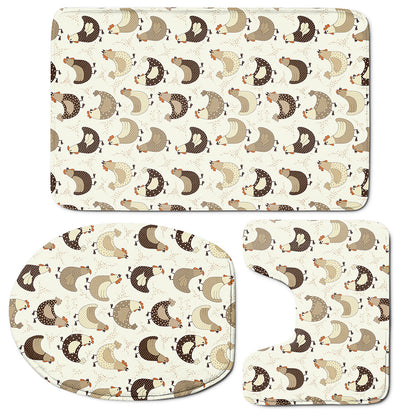 Cute Chicken Pattern Print 3 Piece Bath Mat Set