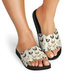 Cute Chicken Pattern Print Black Slide Sandals