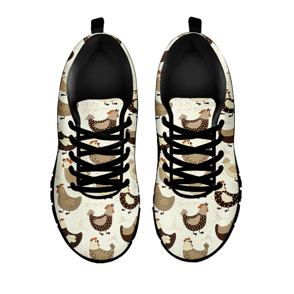 Cute Chicken Pattern Print Black Sneakers