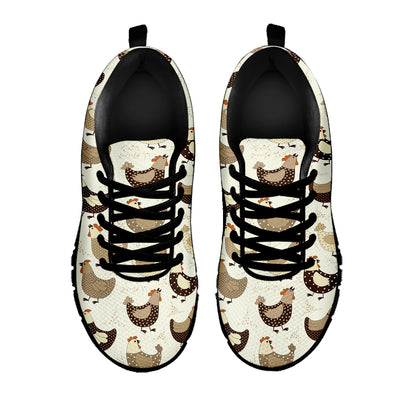 Cute Chicken Pattern Print Black Sneakers