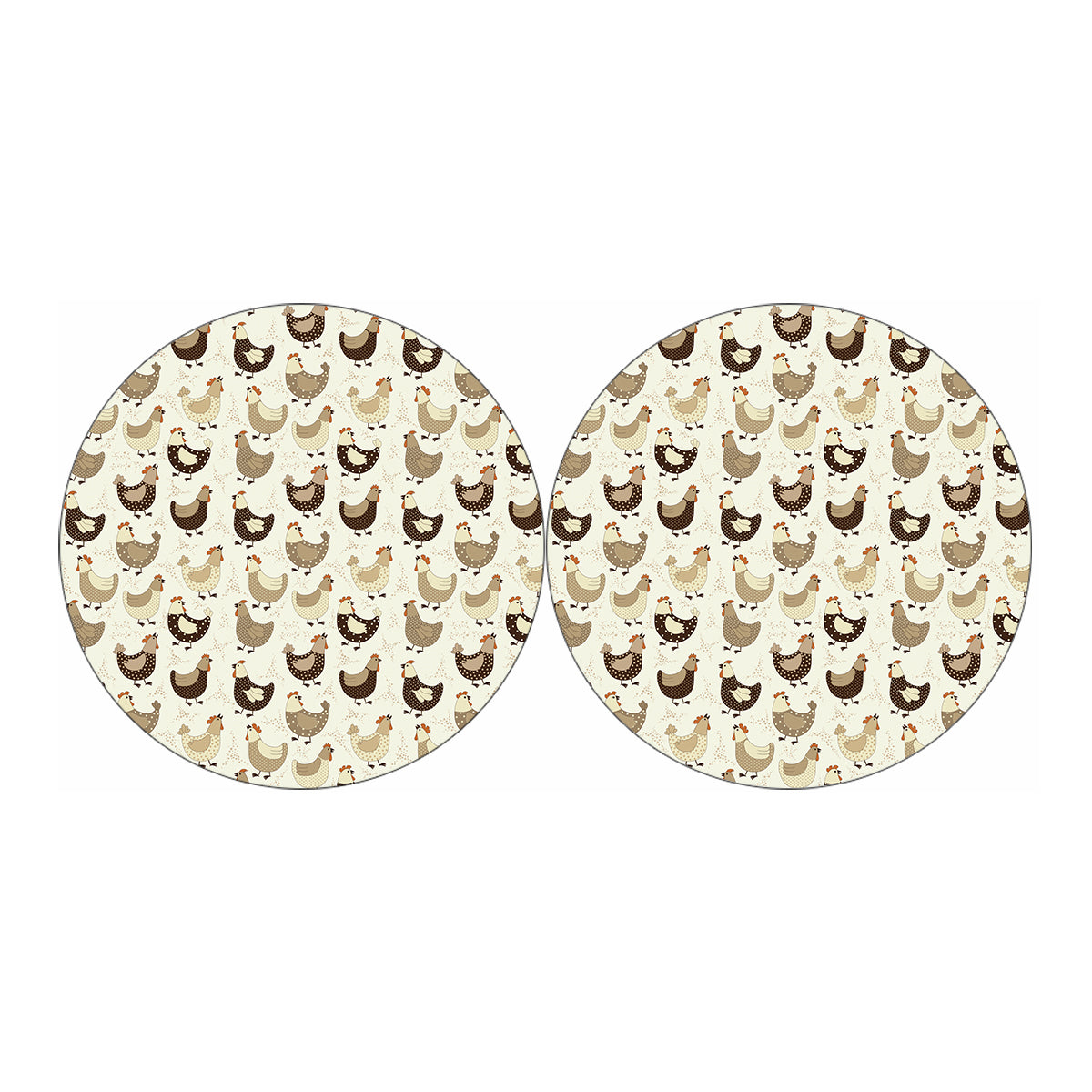 Cute Chicken Pattern Print Car Coasters