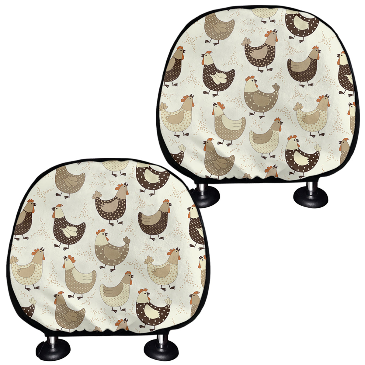 Cute Chicken Pattern Print Car Headrest Covers