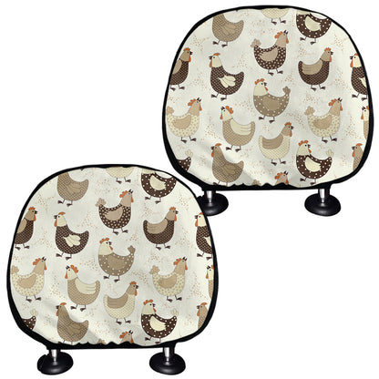 Cute Chicken Pattern Print Car Headrest Covers