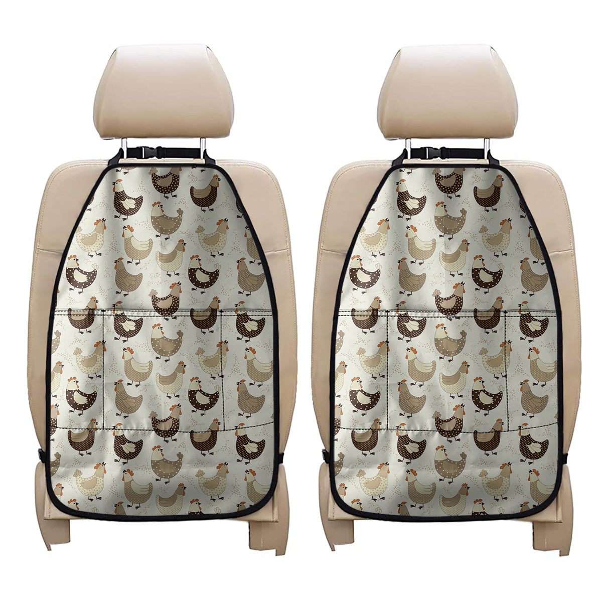 Cute Chicken Pattern Print Car Seat Organizers