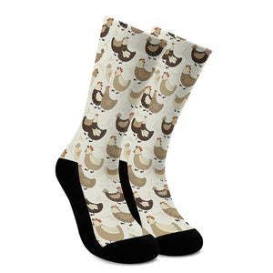 Cute Chicken Pattern Print Crew Socks