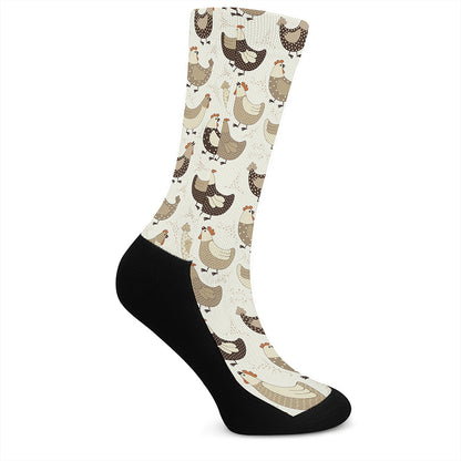 Cute Chicken Pattern Print Crew Socks
